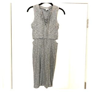 Fitted dress with cross tie front & slit sides